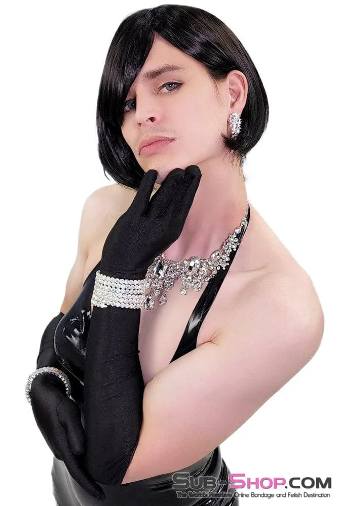 0545AE-SIS      Pretty Sissy Long Black Opera Gloves