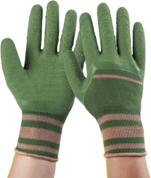 12 Pairs Rubber Coated Work Gloves-Green