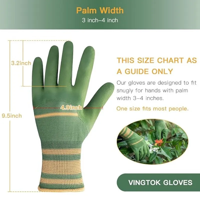 12 Pairs Rubber Coated Work Gloves-Green