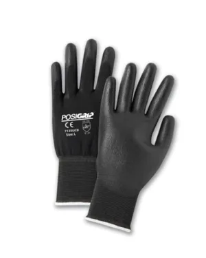 (12 pairs) Ultra Light PosiGrip Polyurethane Black Palm Coated Gloves