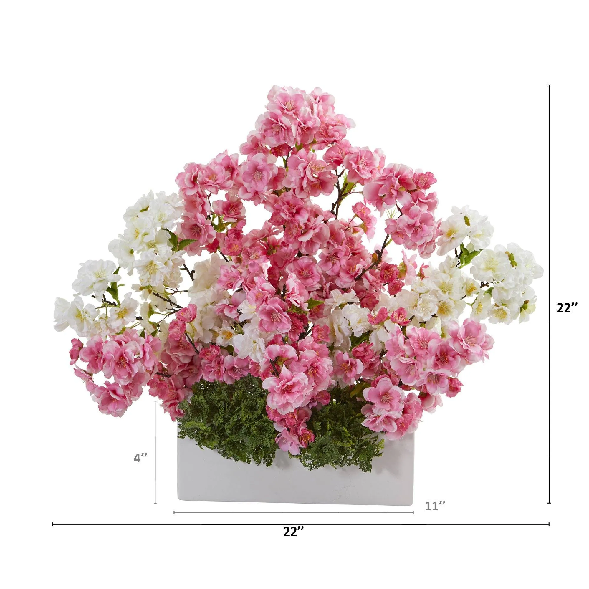 22” Cherry Blossom Artificial Arrangement in White Vase