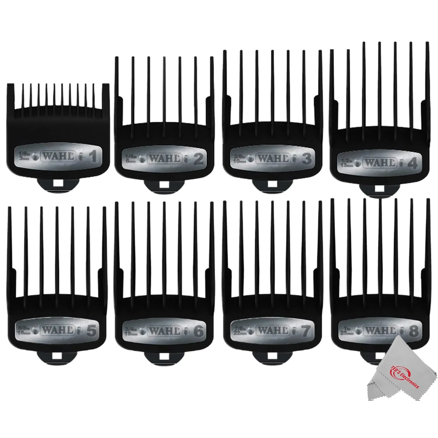 3x Wahl 8-Pack Premium Cutting Guides Fits All Wahl Full Size Clipper Blades (Except Competition Series)