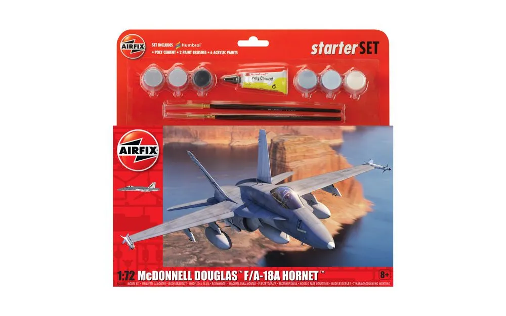 Airfix 1:72 Mcdonnell Douglas F/A-18A Hornet Large Model Starter Set