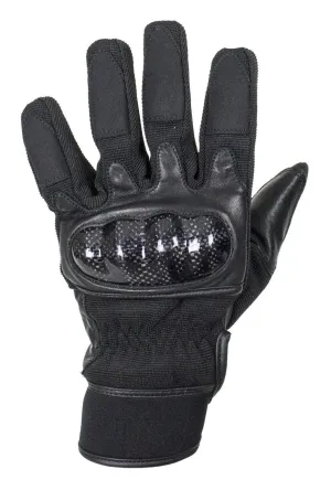 All Black Leather Motorcycle Gloves, GLZ108-BLK-DL