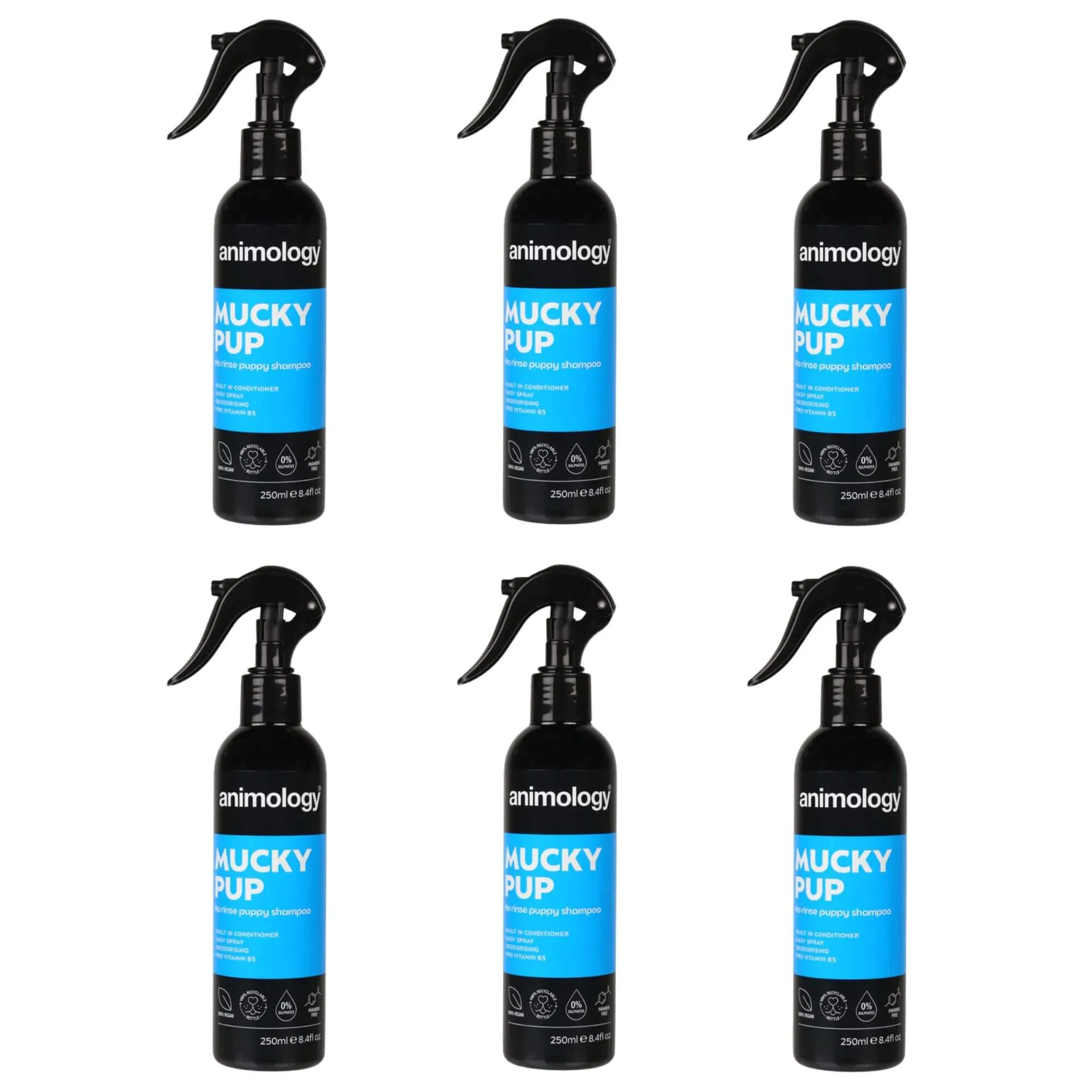 Animology Mucky Pup No Rinse Dog Shampoo Spray 6 x 250ml