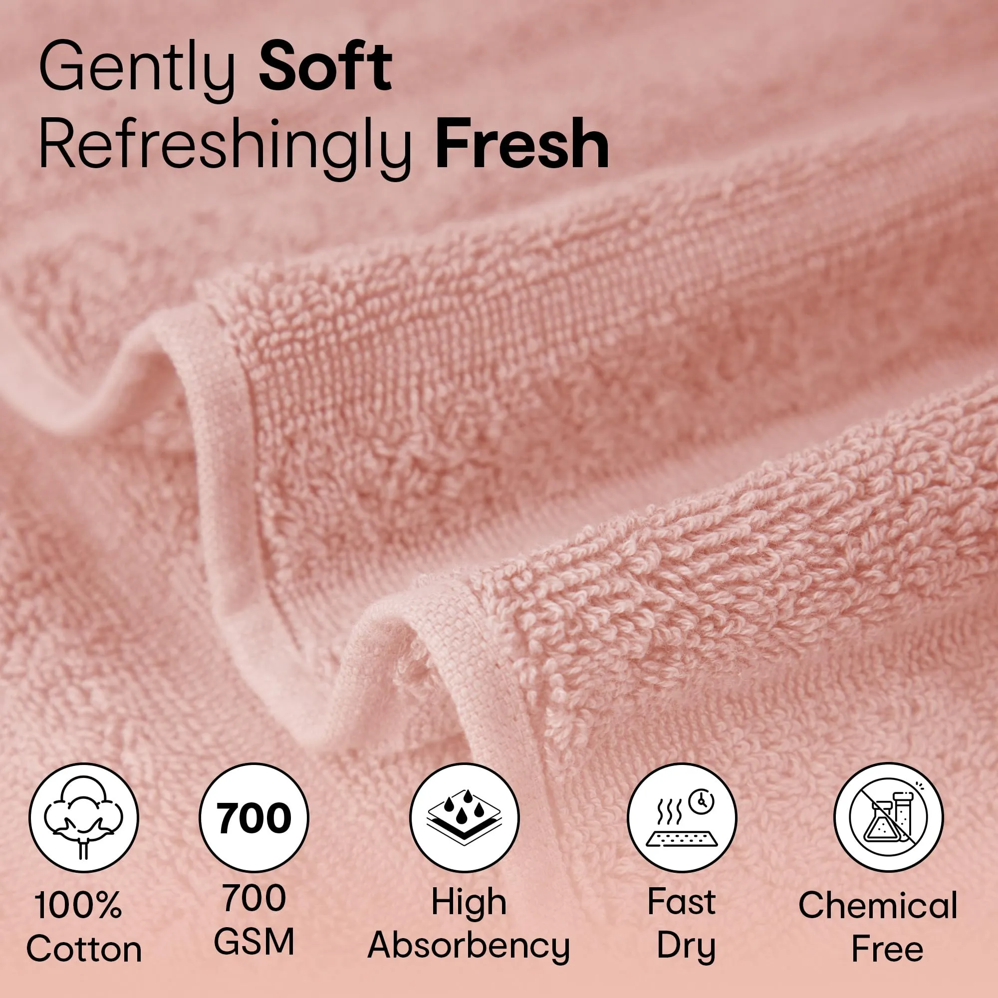 Anko Australia 100% Cotton 700 GSM Ribbed Face Towel | Set of 4 | Super-Soft, Absorbent, Quick-Drying | Pink Towel for Men, Women & Kids | 33x33 cm |Travel, Gym, Spa Towel