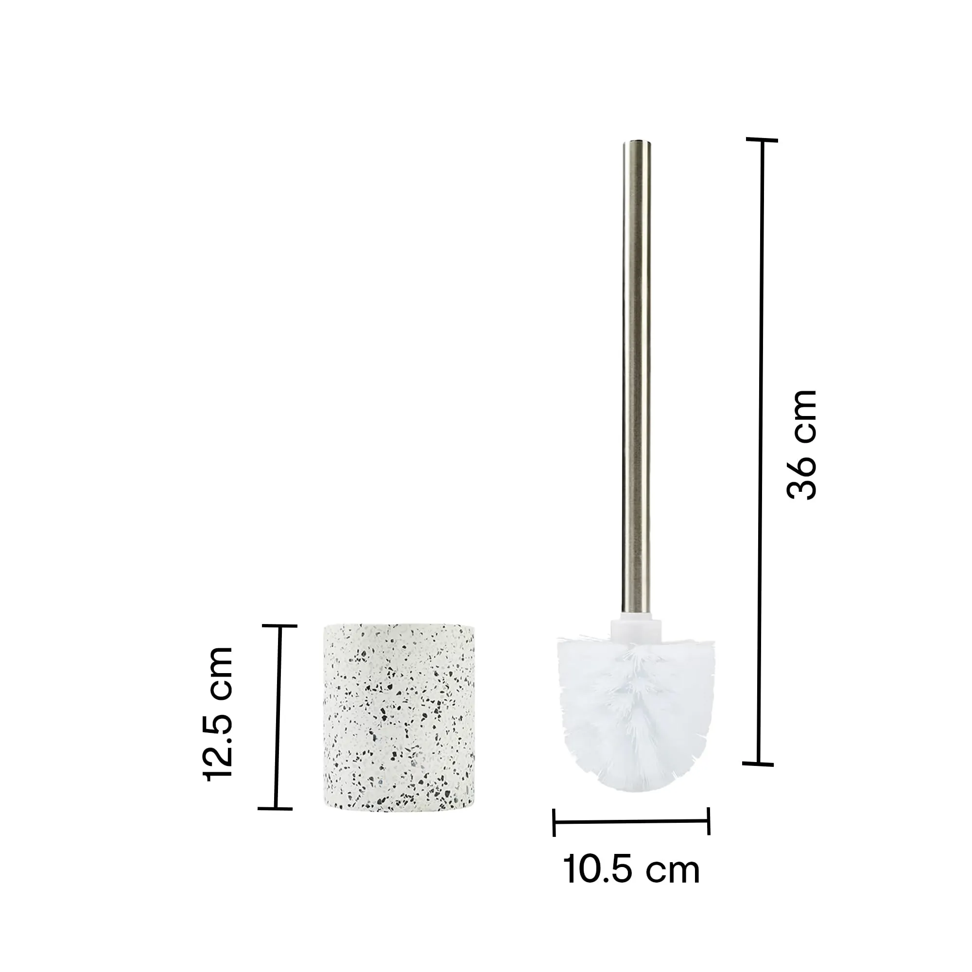 Anko Polyresin & Stone Toilet Brush Holder with Brush| Brushes for Bathroom Cleaning | Terrazzo Look Bathroom Organizer|Toiletbrush Holder for Washroom |