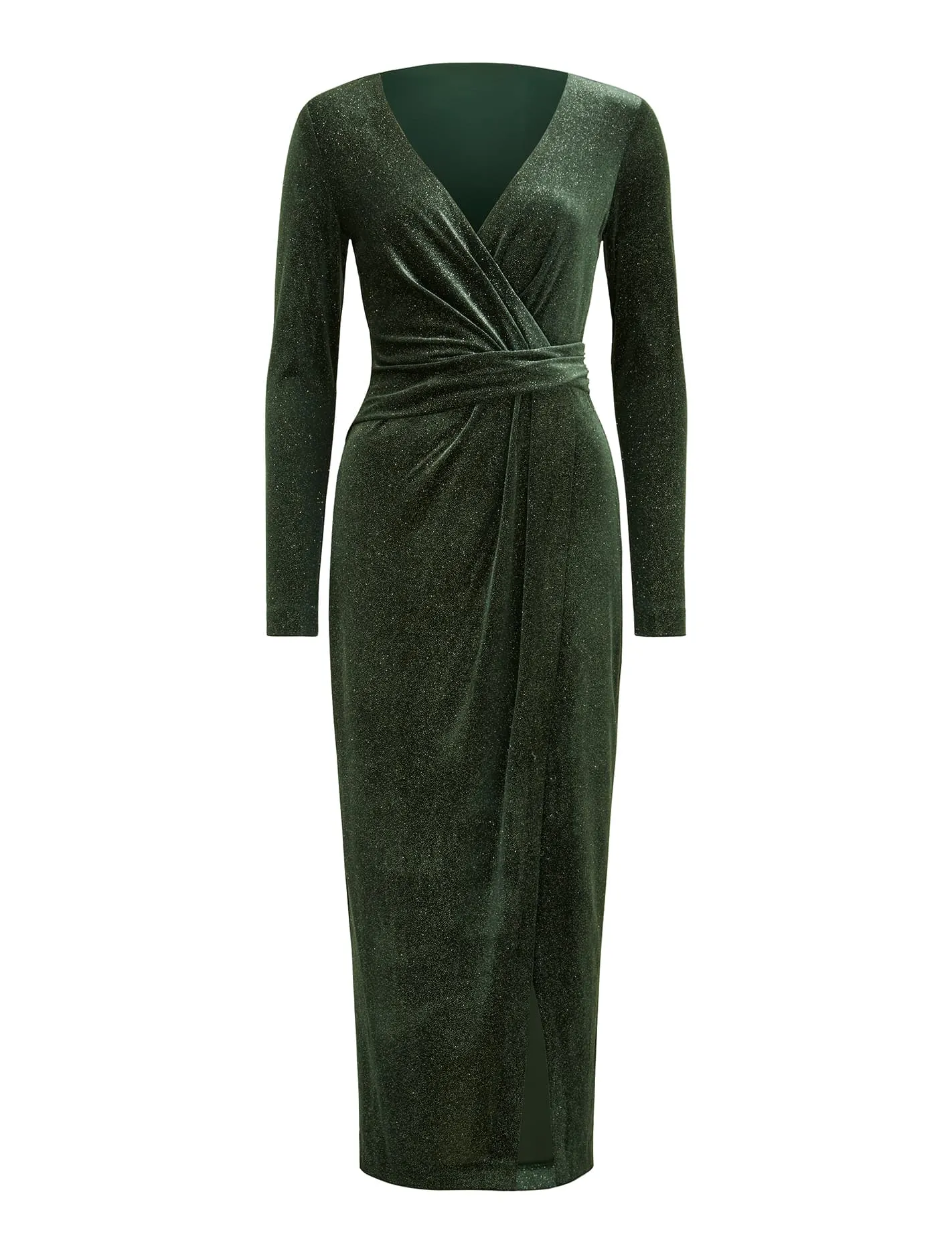 Ava Wrap Glitter Velvet Midi Dress