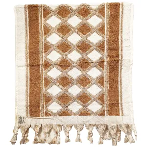 Baklava Design Double Side Turkish Terry Hand Towel Brown