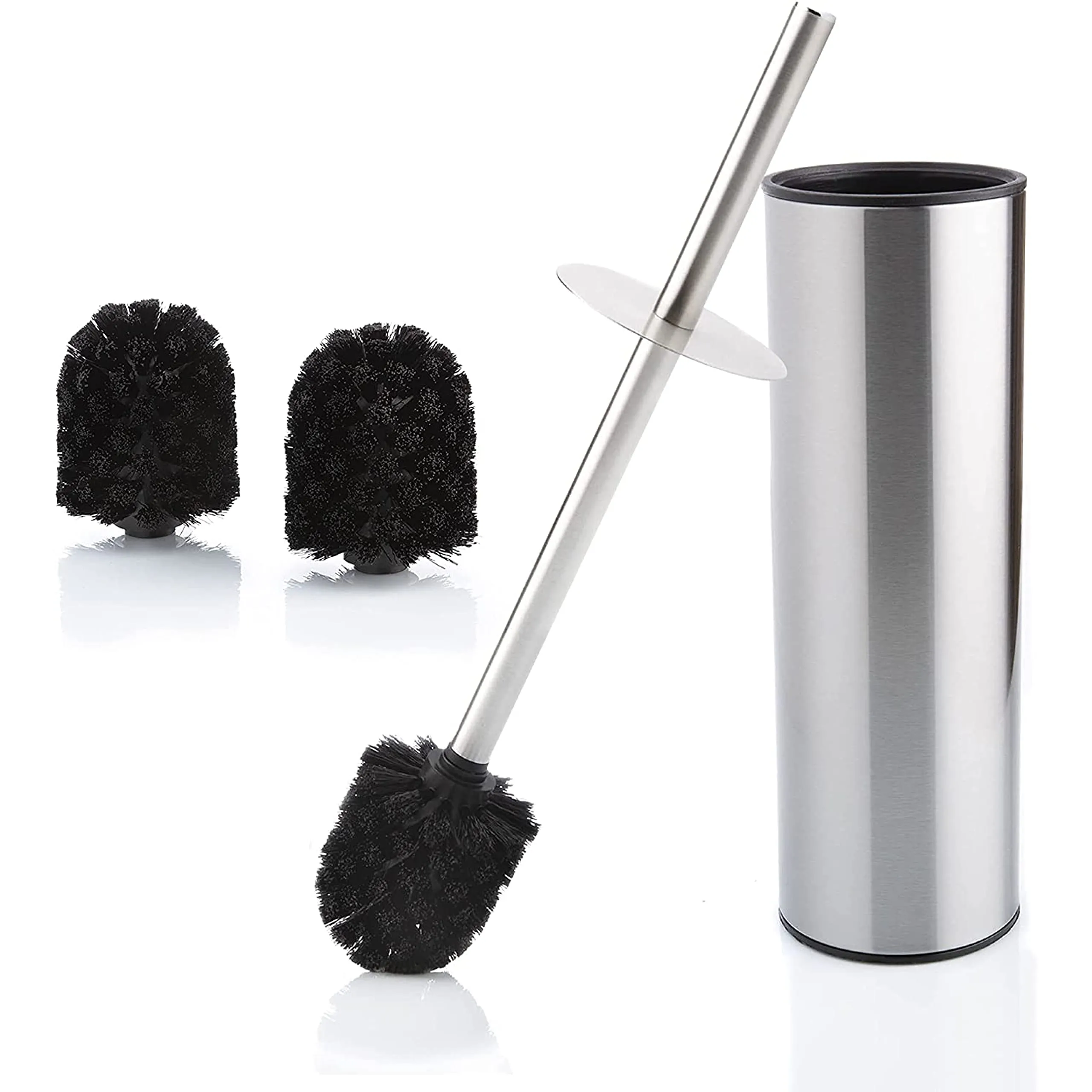 Bamodi Toilet Brush with Holder - Free Standing Stainless Steel Toilet Brushes Including 3