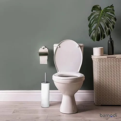 Bamodi Toilet Brush with Holder - Free Standing Stainless Steel Toilet Brushes Including 3