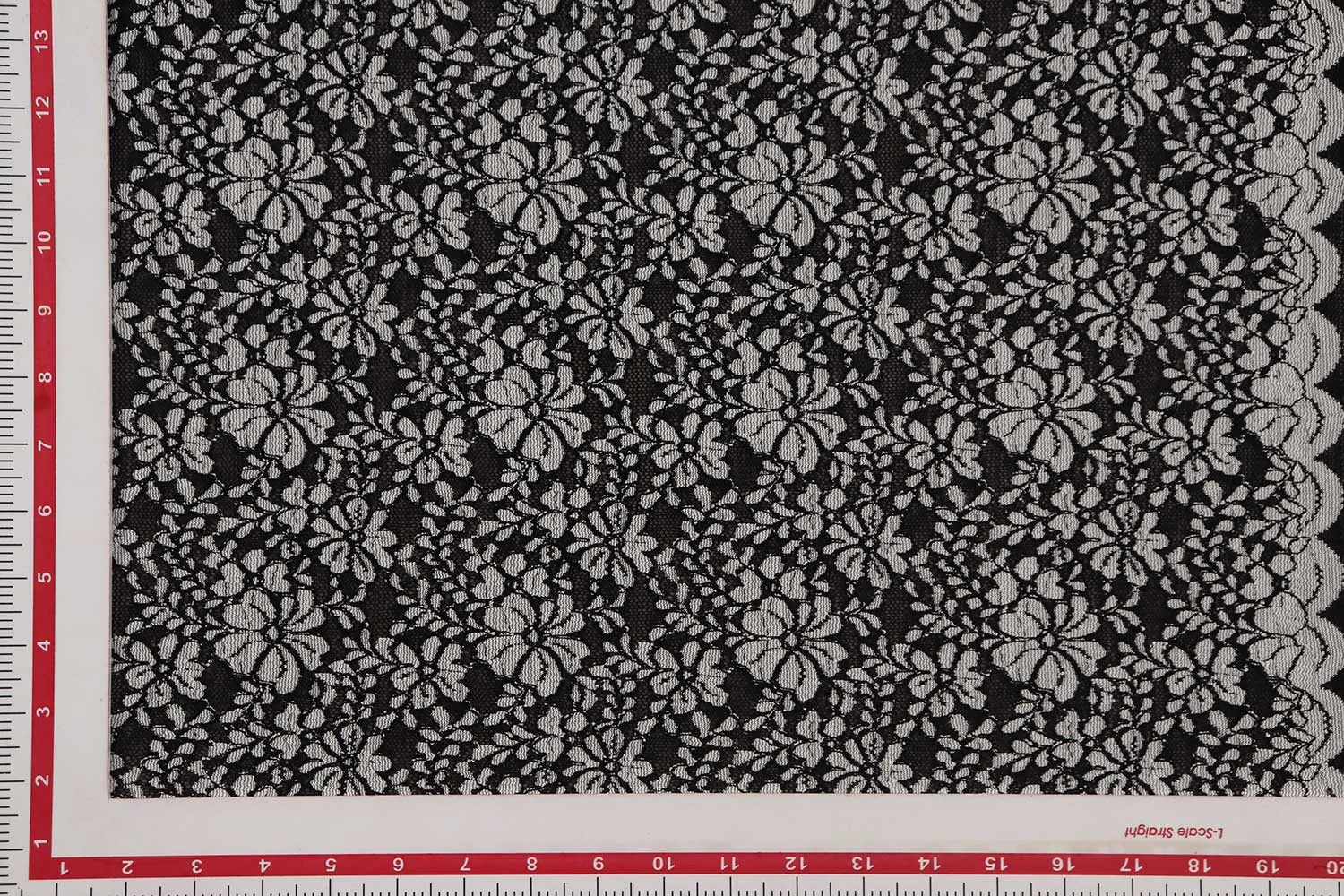 Black & Off-White Floral Lace Polyester Fabric