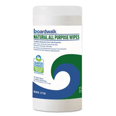 Boardwalk® Unscented Natural All Purpose Wipes (7" x 8" | 75 Wipe Canisters) - Case of 6