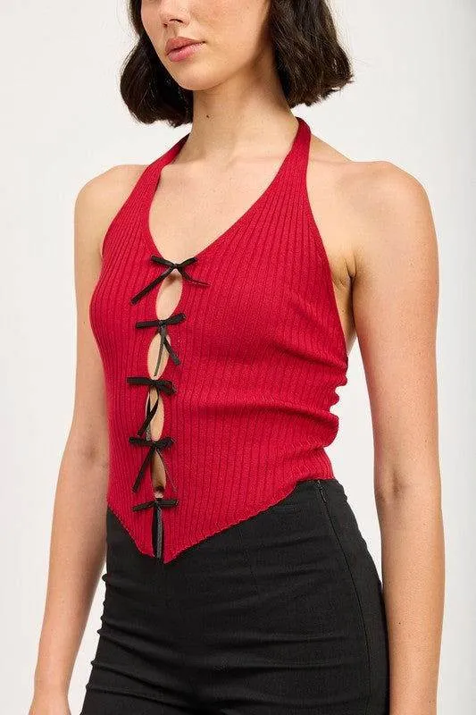 Emory Park Halter Neck To With Bow Details