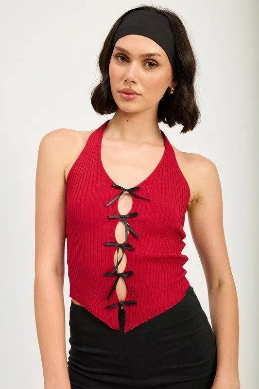 Emory Park Halter Neck To With Bow Details