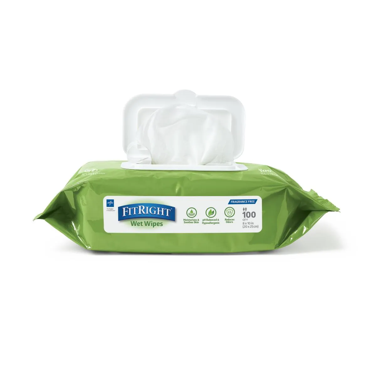 FitRight Aloe Fragrance-Free Wet Wipes, 8" x 10", Flip Top Lid (case of 6)