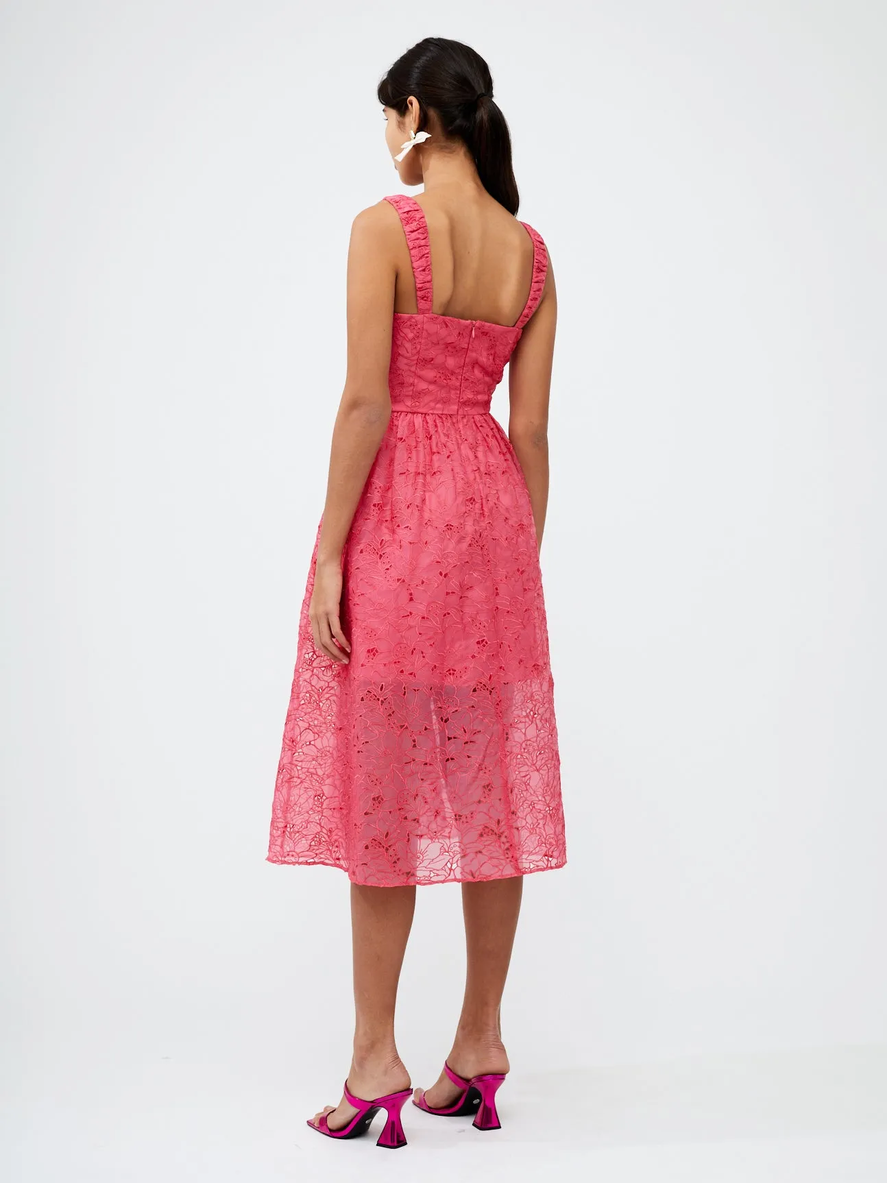 French Connection Embroided Lace Strappy Dress - Azalea