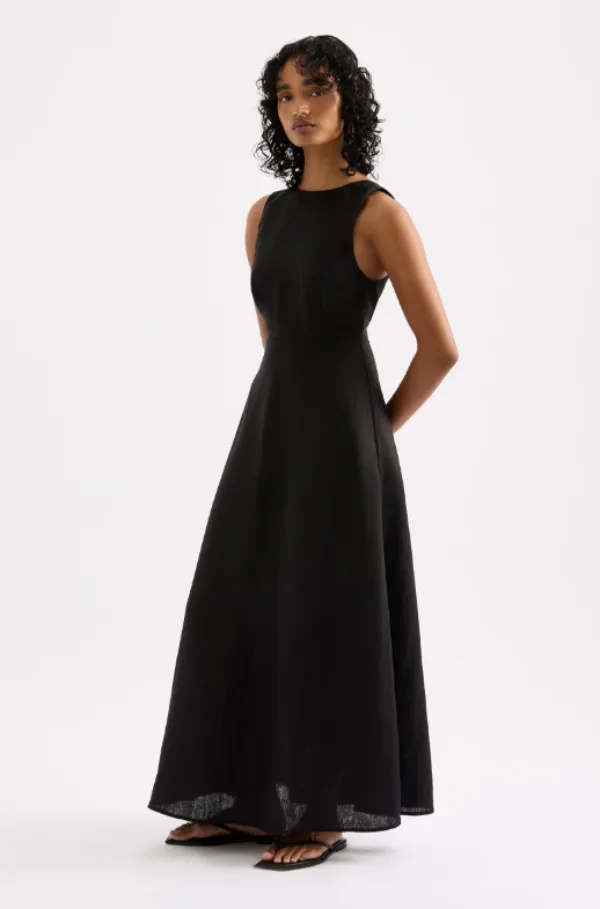 Gael Linen Maxi Dress Black