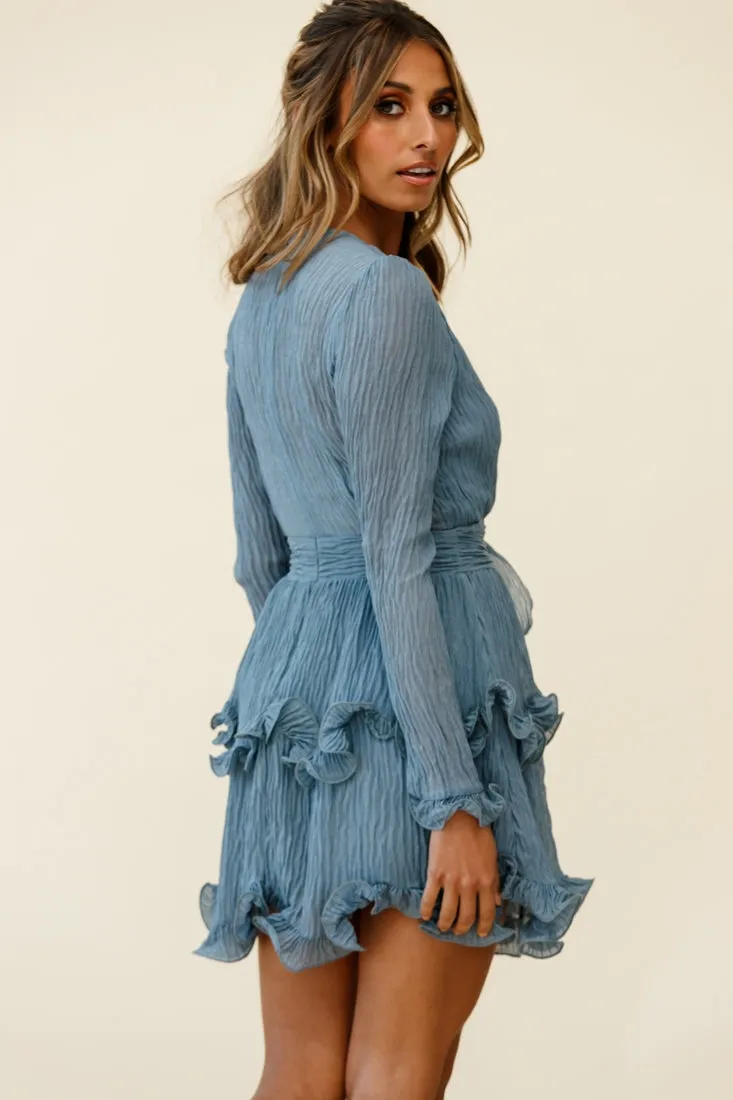 Greta Tiered Ruffle Chiffon Dress Midnight Blue