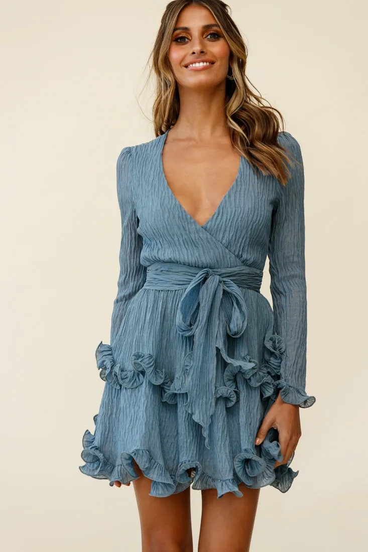 Greta Tiered Ruffle Chiffon Dress Midnight Blue