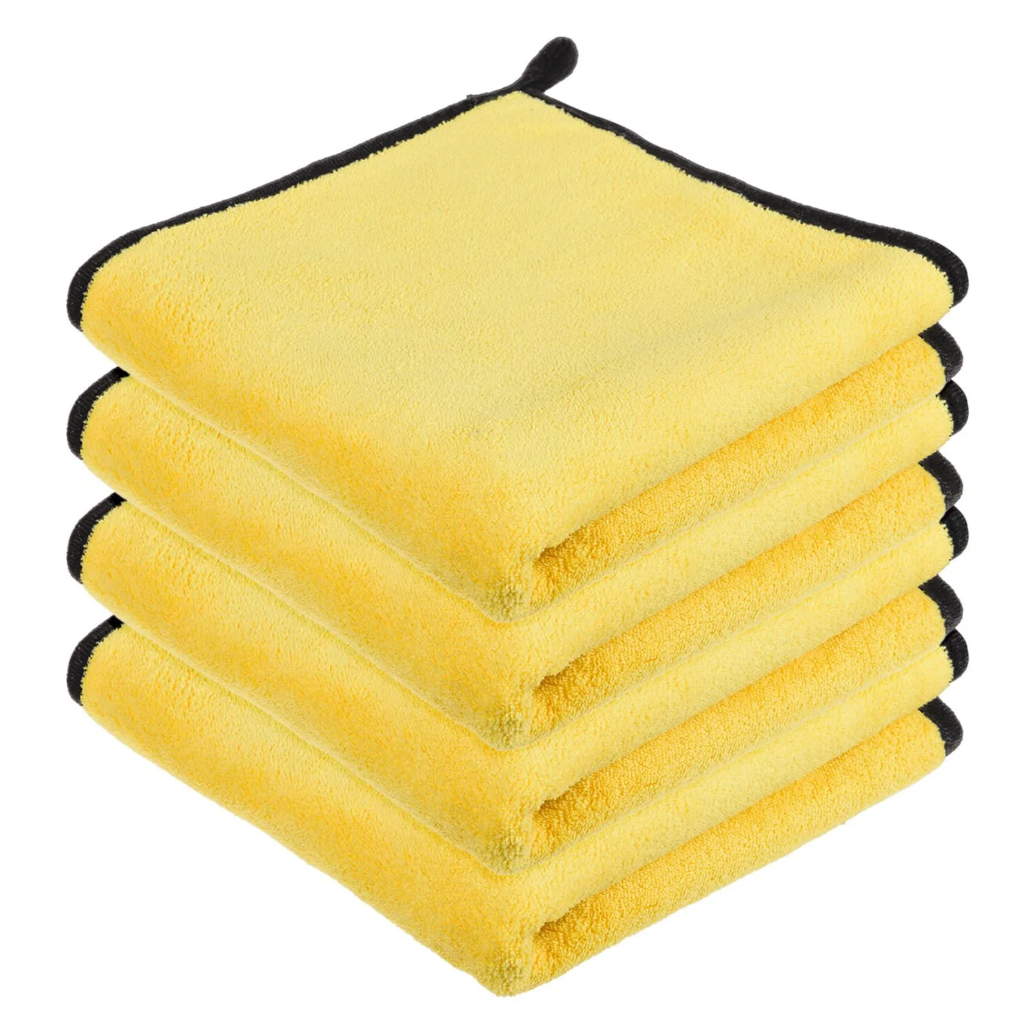 Heart Home Cleaning Towel | Reusable Cleaning Cloths for Kitchen | Duster Towel for Home Cleaning | 400 GSM Cleaning Cloth Towel with Hanging Loop | 40x60 | Pack of 4 | Yellow