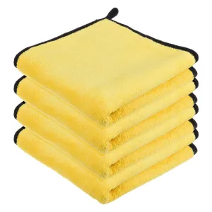 Heart Home Cleaning Towel | Reusable Cleaning Cloths for Kitchen | Duster Towel for Home Cleaning | 400 GSM Cleaning Cloth Towel with Hanging Loop | 40x60 | Pack of 4 | Yellow