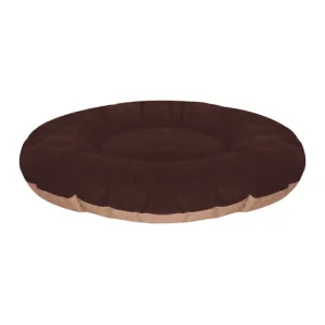 Hiputee Reversible Flat Velvet Round Shape Cushion for Dogs and Cats (Brown & Cream)