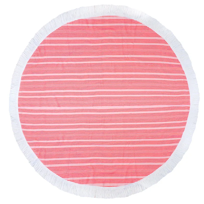 Horizon Coral Round Beach Towel