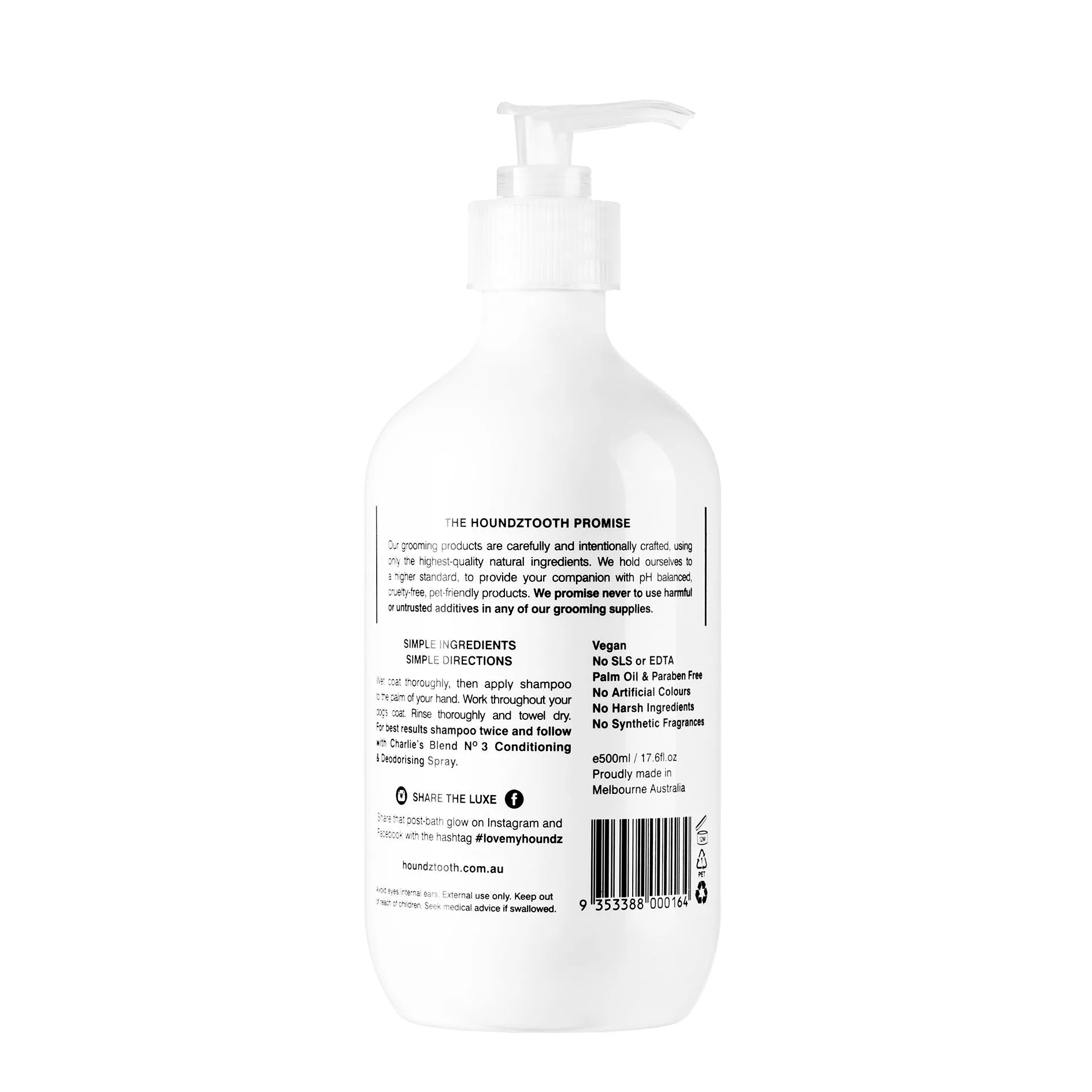 Houndztooth Charlies Blend No.3 Goat Milk Dog Shampoo 500ml