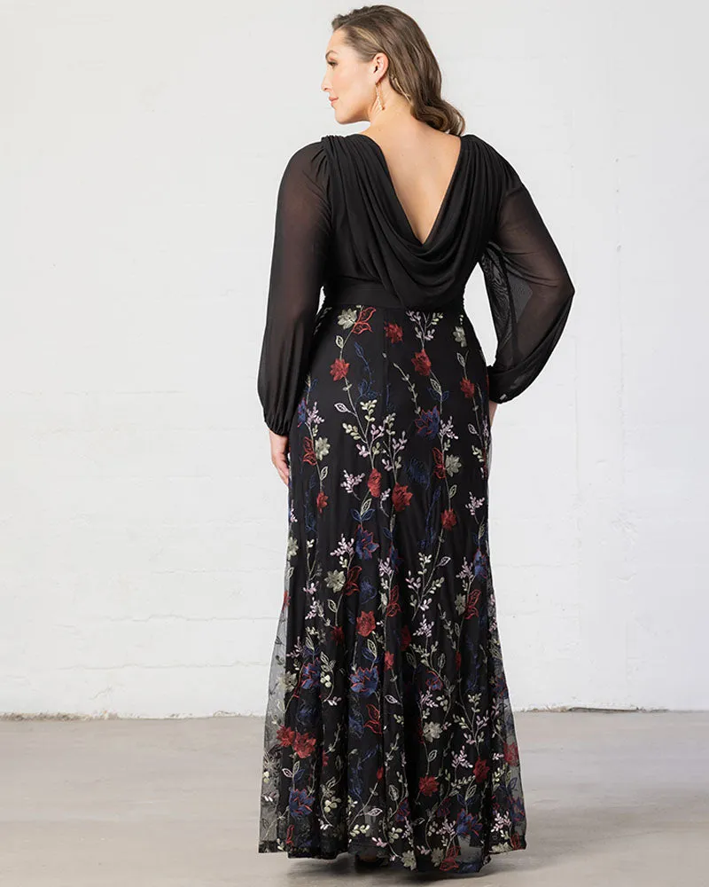 Isabella Embroidered Mesh Gown