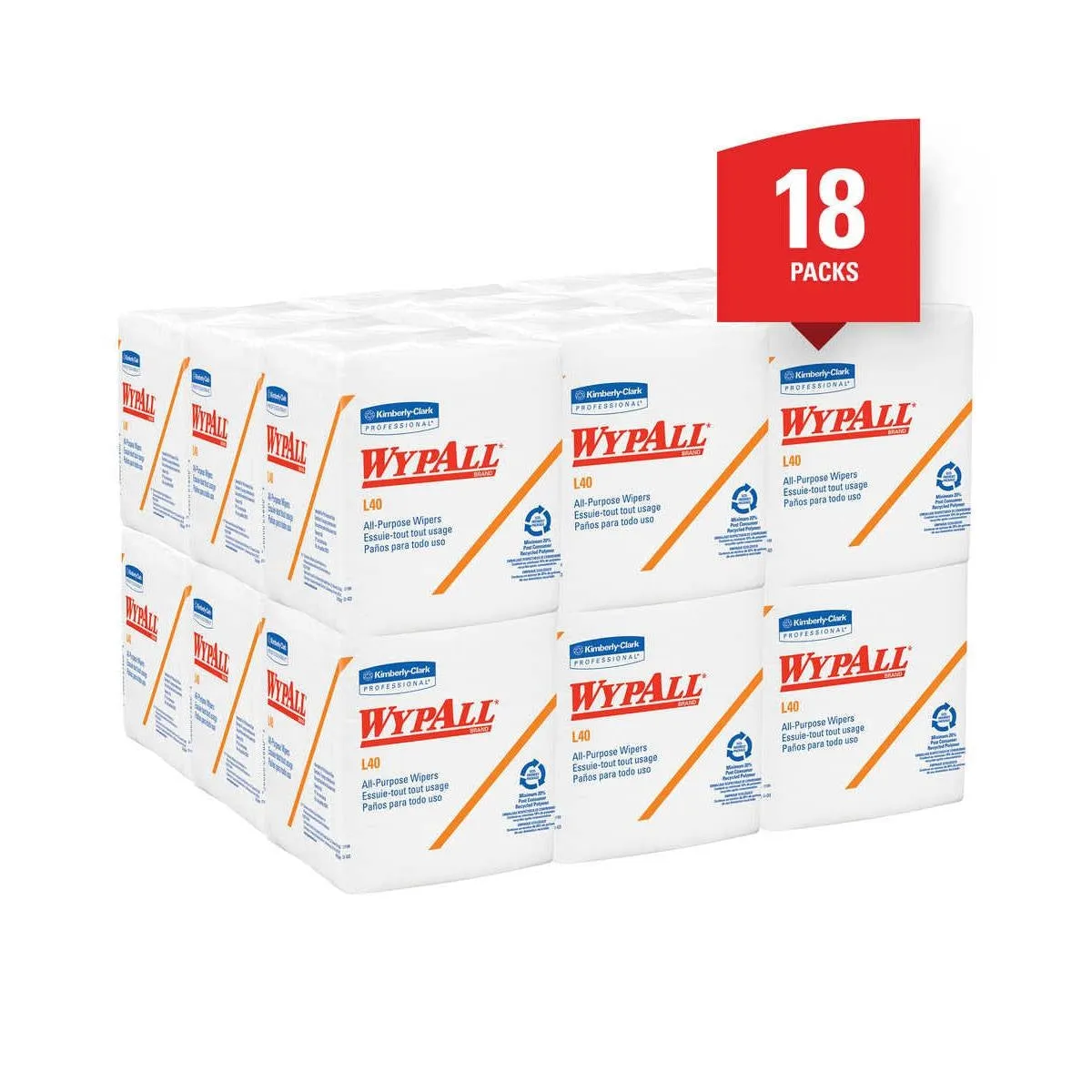 KC WypAll® XL40 White Disposable Wipes in a Box (#05701) - Case of 1008