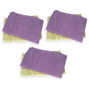 Kuber Industries 525 GSM Cotton Hand Towels |Super Soft, Quick Absorbent & Anti-Bacterial|Gym & Workout Towels|Pack of 6 (Purple & Green)