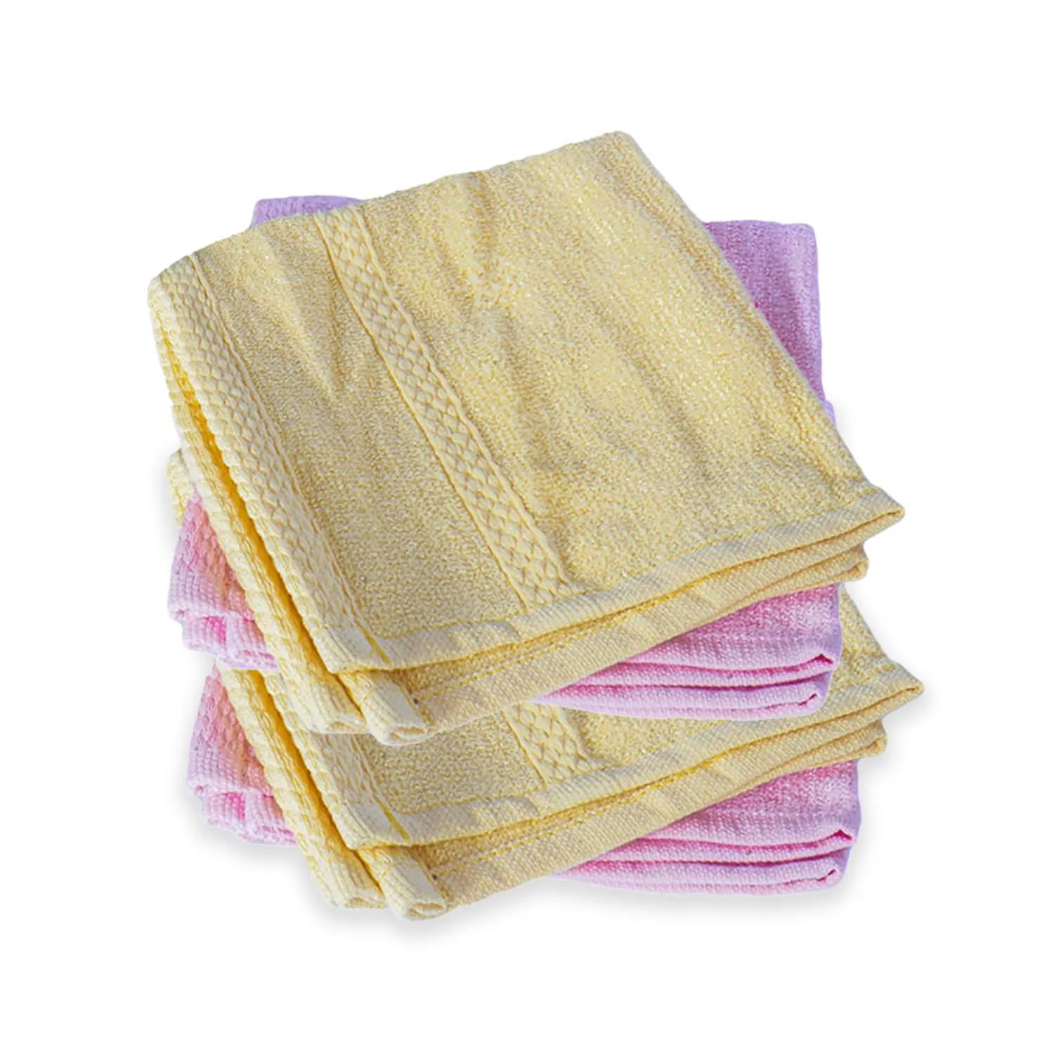 Kuber Industries Bamboo Face Towels |Super Soft, Quick Absorbent & Anti-Bacterial|Gym & Workout Towels|Pack of 4 (Yellow & Pink)