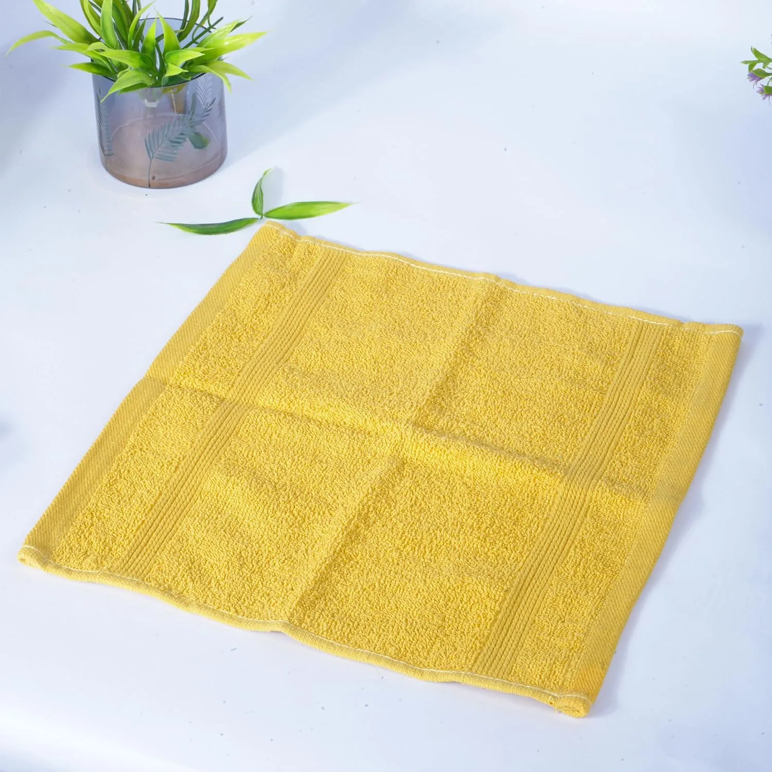 Kuber Industries Bamboo Face Towels |Super Soft, Quick Absorbent & Anti-Bacterial|Gym & Workout Towels|Pack of 4 (Yellow & Pink)