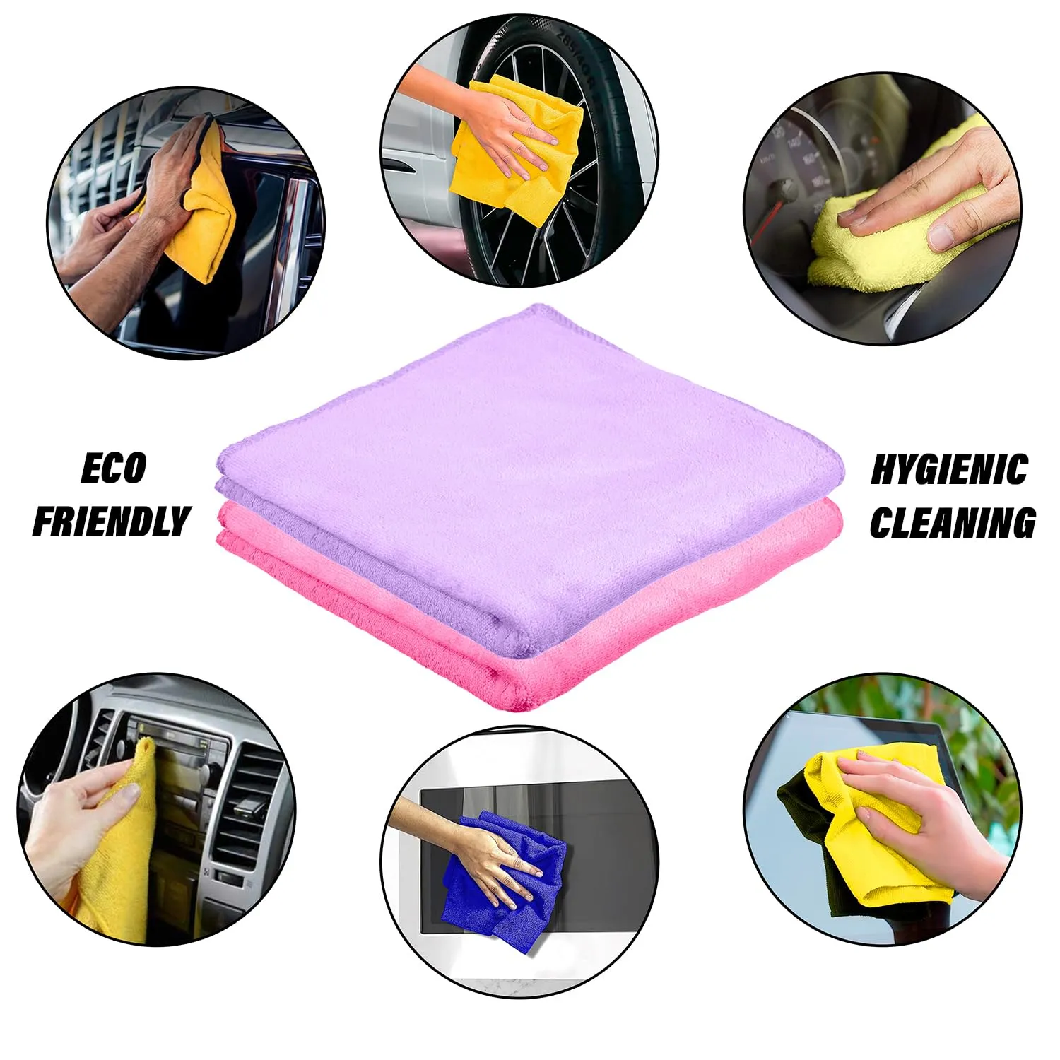 Kuber Industries Cleaning Towel | Reusable Cleaning Cloths for Kitchen | Duster Towel for Home Cleaning | 400 GSM Cleaning Cloth Towel for Car | Bike | 50x70 | Pack of 2 | Purple