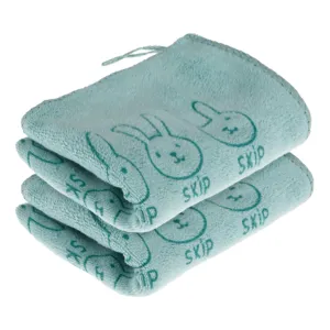 Kuber Industries Hand Towel | Reusable Face Cleaning Towel | Baby Napkin | Hand-Face Towel with Ultra Soft-Super Absorbent Capability | Baby Towel | Skip Print | 30x40 cm | Pack of 2 | Green