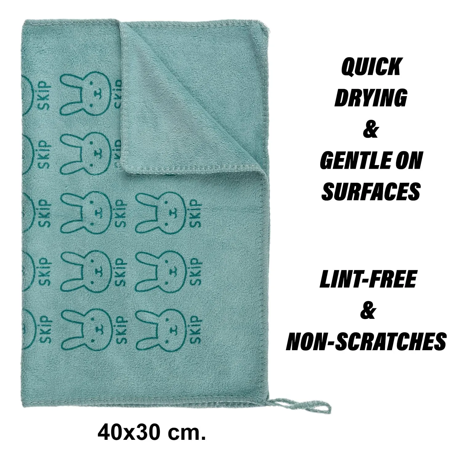 Kuber Industries Hand Towel | Reusable Face Cleaning Towel | Baby Napkin | Hand-Face Towel with Ultra Soft-Super Absorbent Capability | Baby Towel | Skip Print | 30x40 cm | Pack of 2 | Green