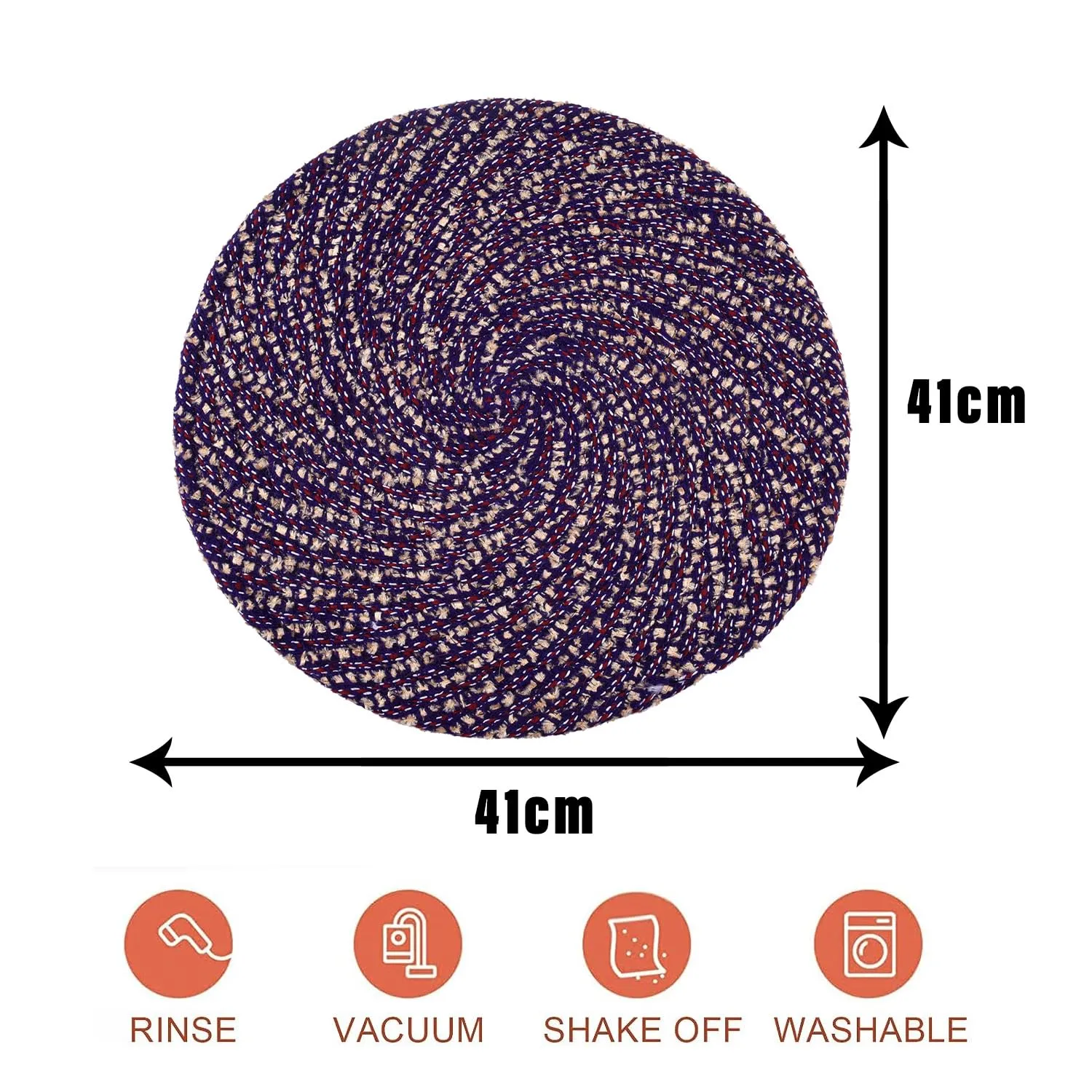 Kuber Industries Side Table Mats | Round Feather Table Mat | Bed-Side Table Mat | Center Table Mat | Reversible Dining Mat | Table Runner Mat | 16 Inch | Small | Pack of 2 | Purple