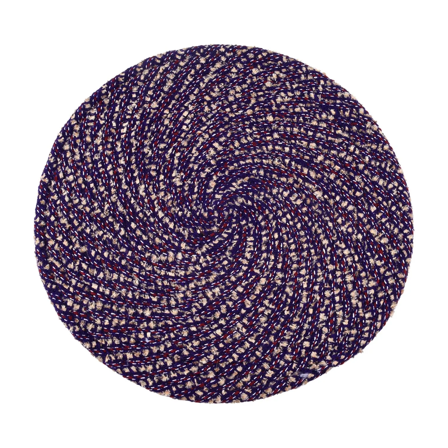 Kuber Industries Side Table Mats | Round Feather Table Mat | Bed-Side Table Mat | Center Table Mat | Reversible Dining Mat | Table Runner Mat | 16 Inch | Small | Pack of 2 | Purple