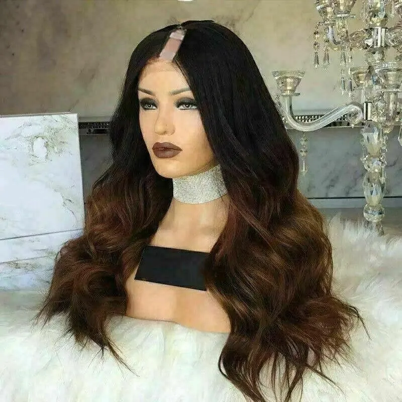 Luxury Ombre Auburn Brown U Part Wavy 100% Human Hair Swiss 13x4 Lace Front Glueless Wig U-Part U-Part, 360 or Full Lace Upgrade Available