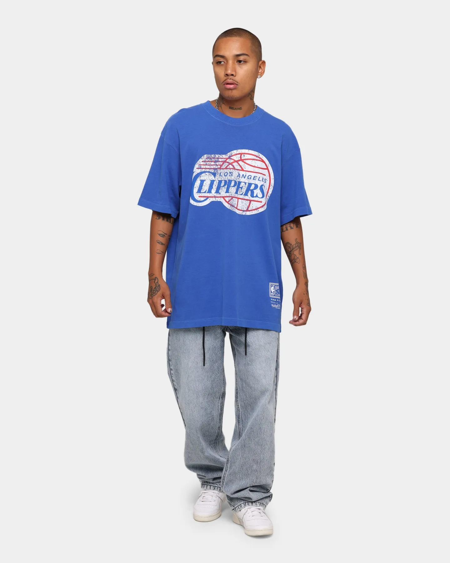 Mitchell & Ness Los Angeles Clippers Oversized TM CLR Logo T-shirt Faded Blue