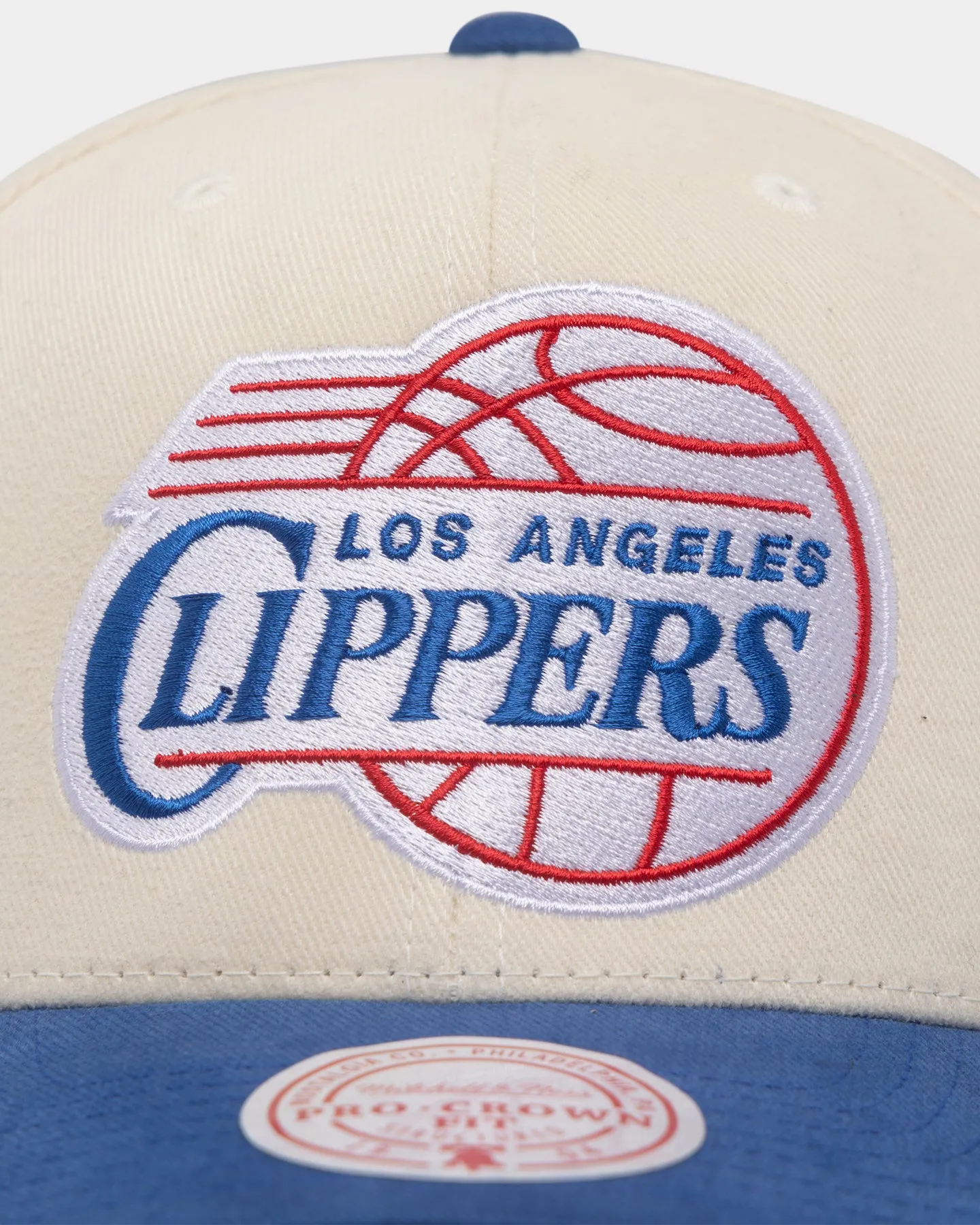 Mitchell & Ness Los Angeles Clippers Pro Crown Snapback Off White/Royal