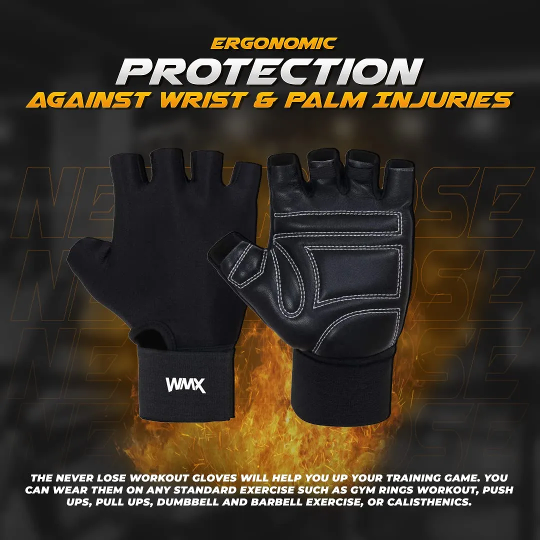 NEVER LOSE WMX Series Fitness Gloves/Weight Lifting Gloves/Gym Gloves/Bike Gloves (XL, SHEEP LEATHER)