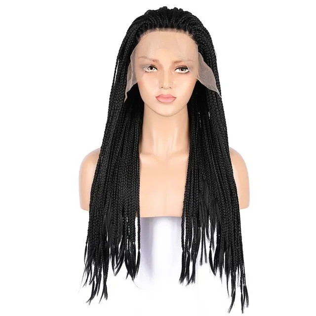 Platinum blonde, black, or burgundy 22-26 inch box braided wig