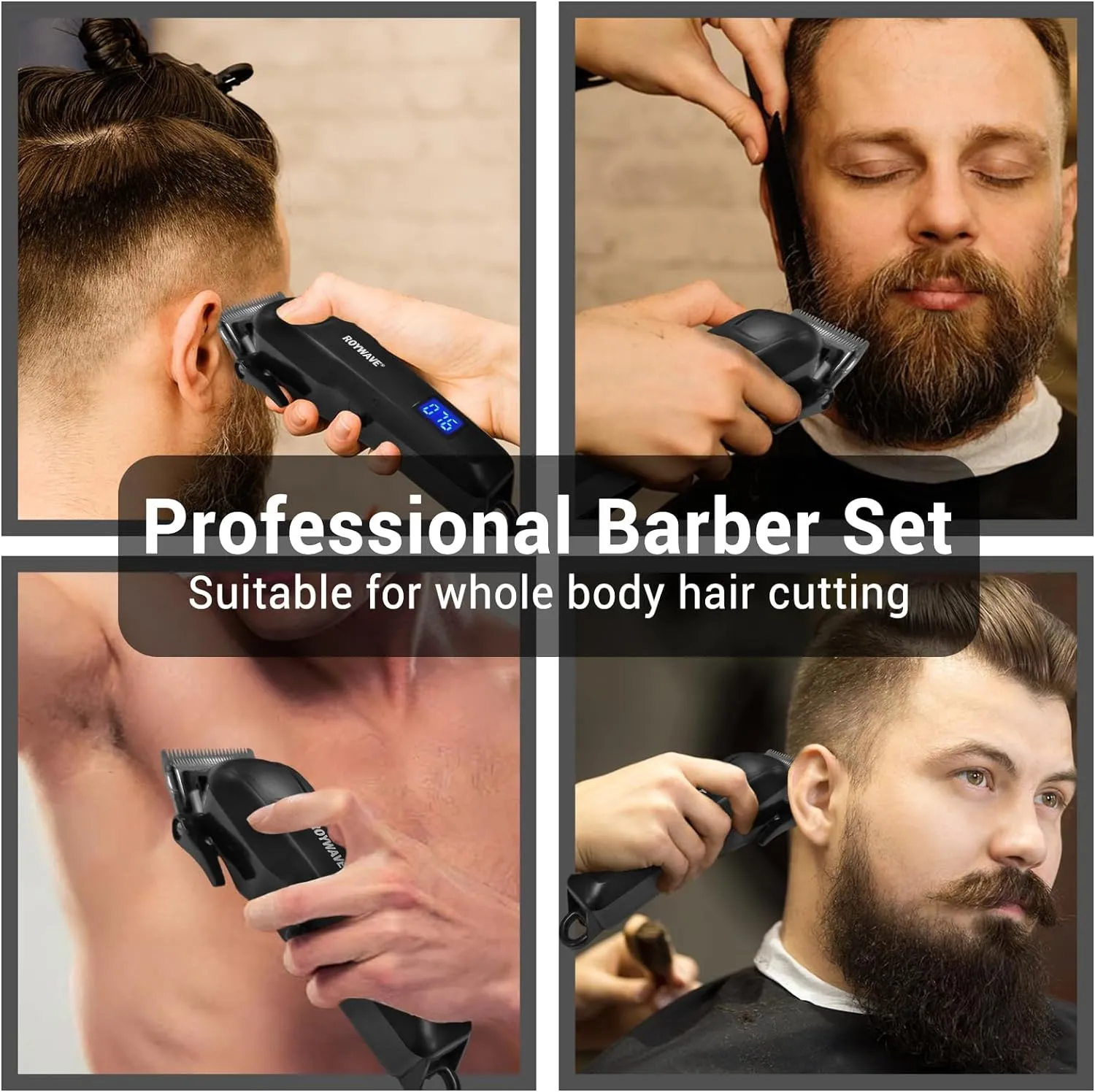 Professional Barber Set with Hair Clipper and Detail Trimmer   Attachments