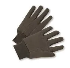 Radnor Men's Brown 9 Ounce Cotton/Polyester Blend Jersey Gloves With Knitwrist