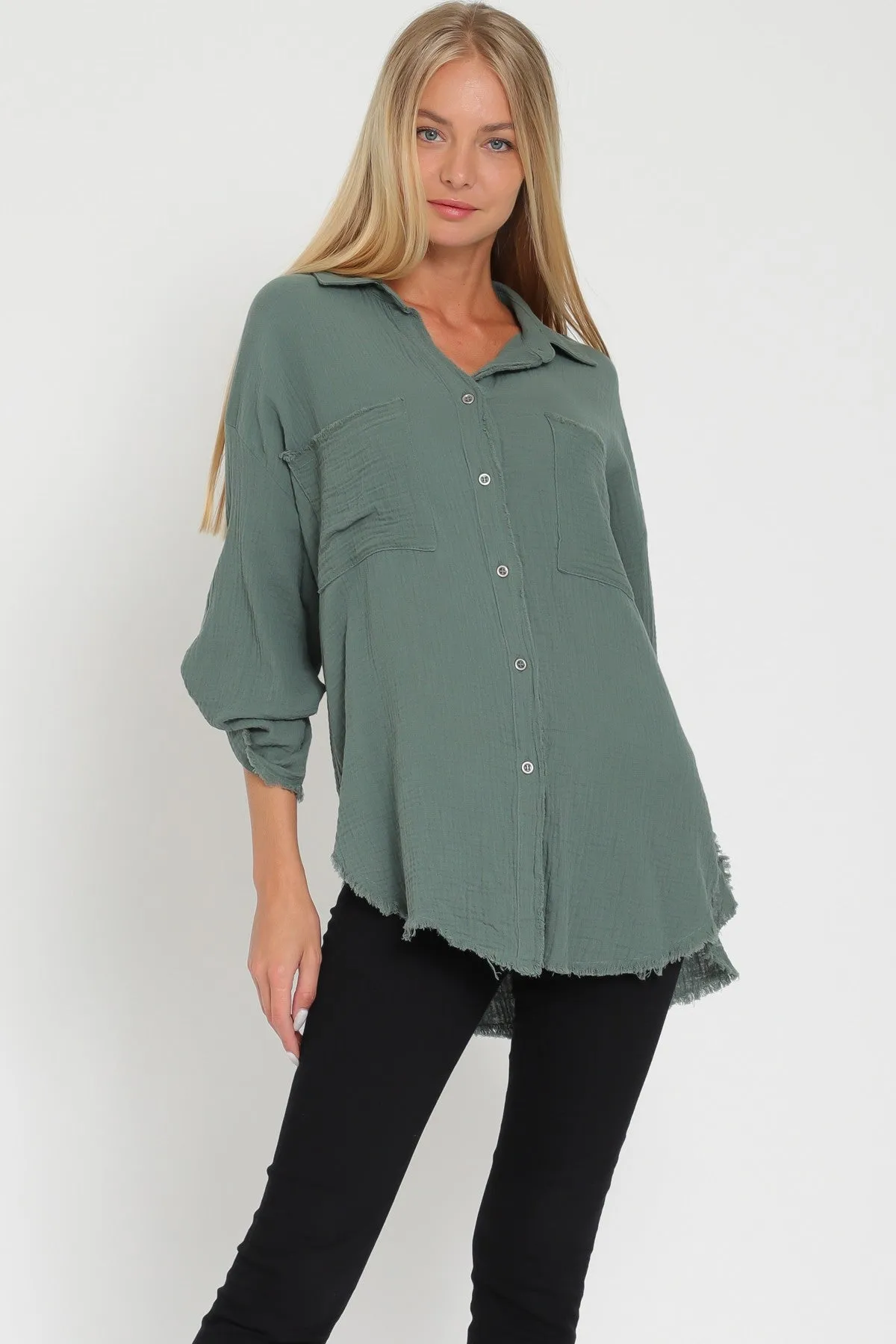 Roll Up Sleeve Oversized Shirt - Final Sale