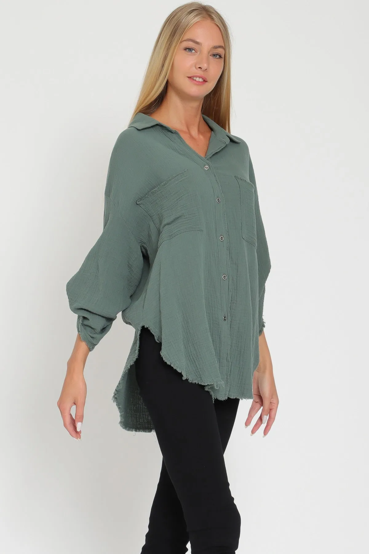 Roll Up Sleeve Oversized Shirt - Final Sale