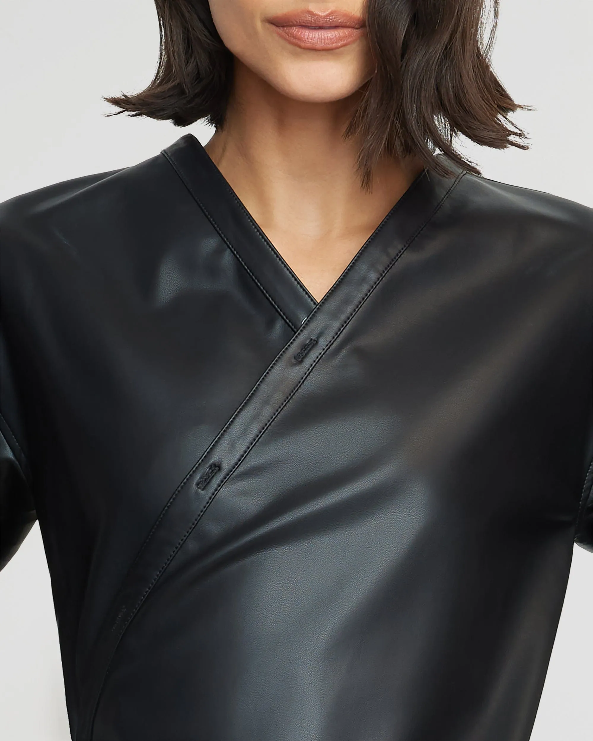 Sarit Vegan Leather Wrap Top