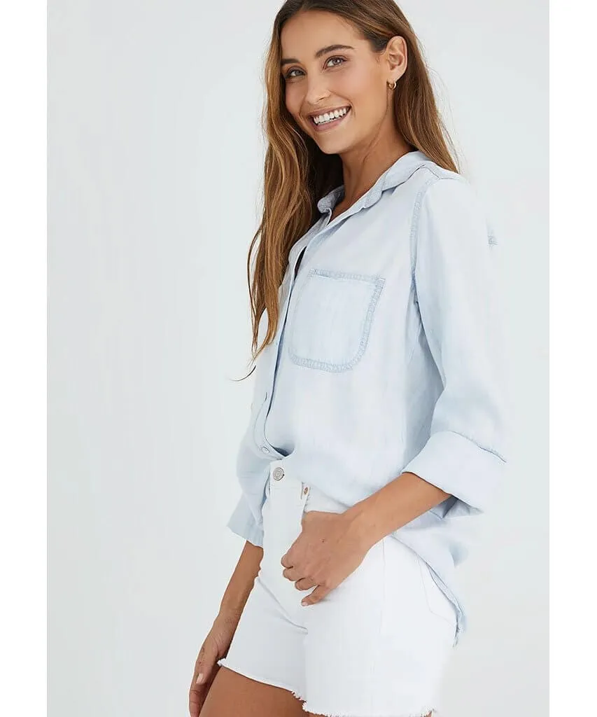 Shirt Tail Button Down Desert Sky Wash